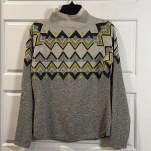 Title Nine Barra Merino Wool Blend Fair Isle Mock Neck Sweater w/ Pocket SMALL